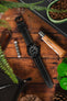 RIOS1931 OXFORD Flat-Padded Vintage Leather Watch Strap in BLACK