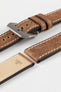 RIOS1931 OXFORD Flat-Padded Vintage Leather Watch Strap in MAHOGANY