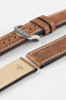 RIOS1931 OXFORD Flat-Padded Vintage Leather Watch Strap in MAHOGANY