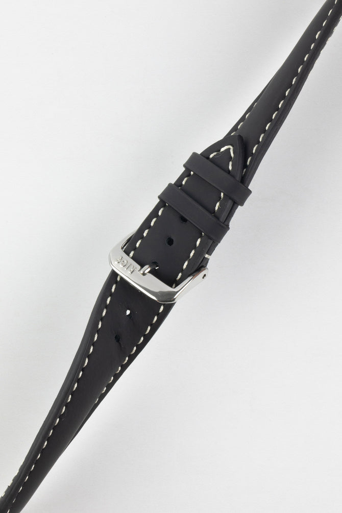 RIOS1931 POLO Water Resistant Cow Leather Watch Strap in BLACK