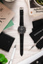 RIOS1931 PRESIDENT Genuine Alligator Round-Padding Watch Strap in BLACK