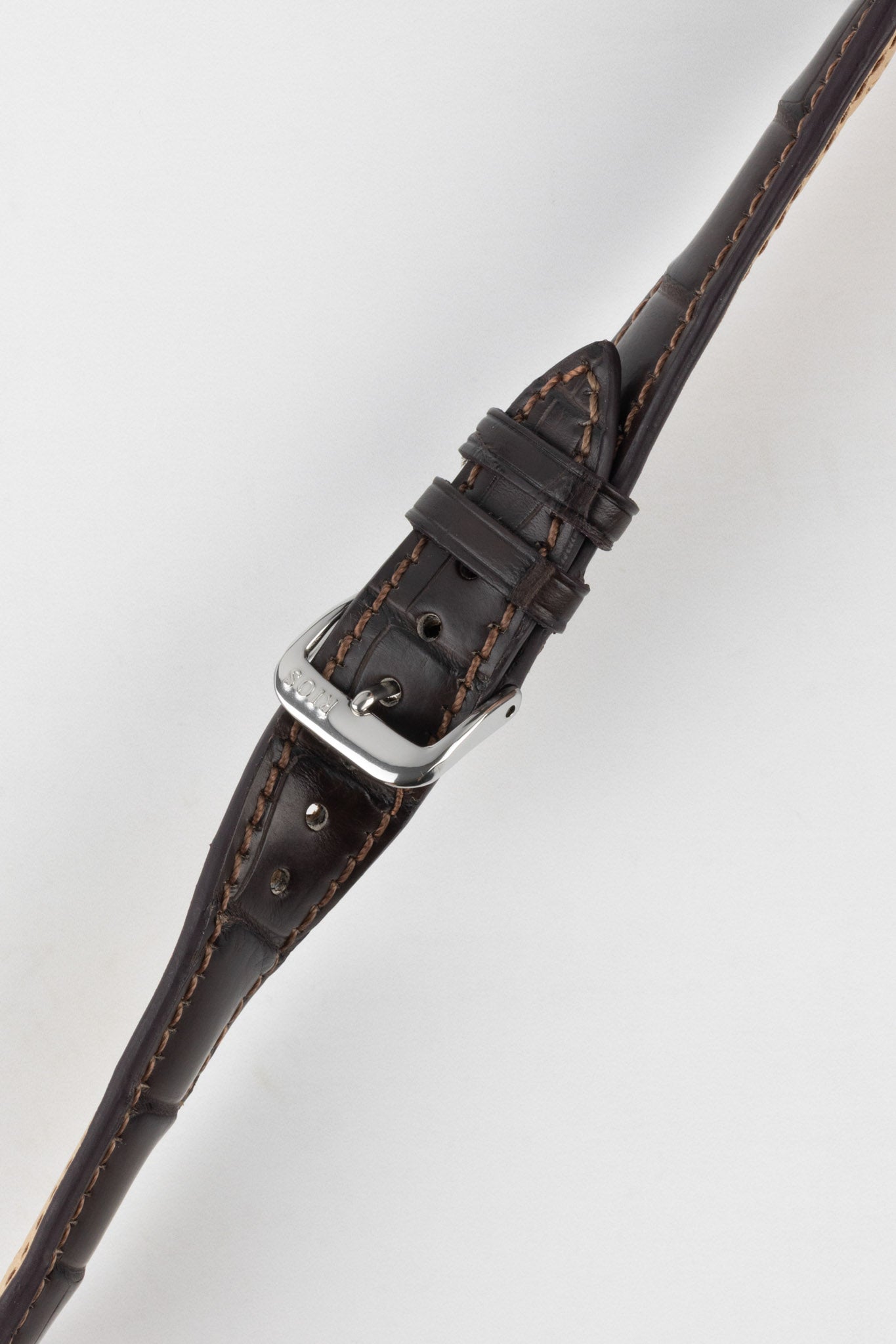 RIOS1931 20mm Herren Uhrenarmband Leder Krokodil Prägung Schwarz für