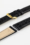 RIOS1931 PRESTIGE Genuine Alligator Flank Watch Strap in BLACK