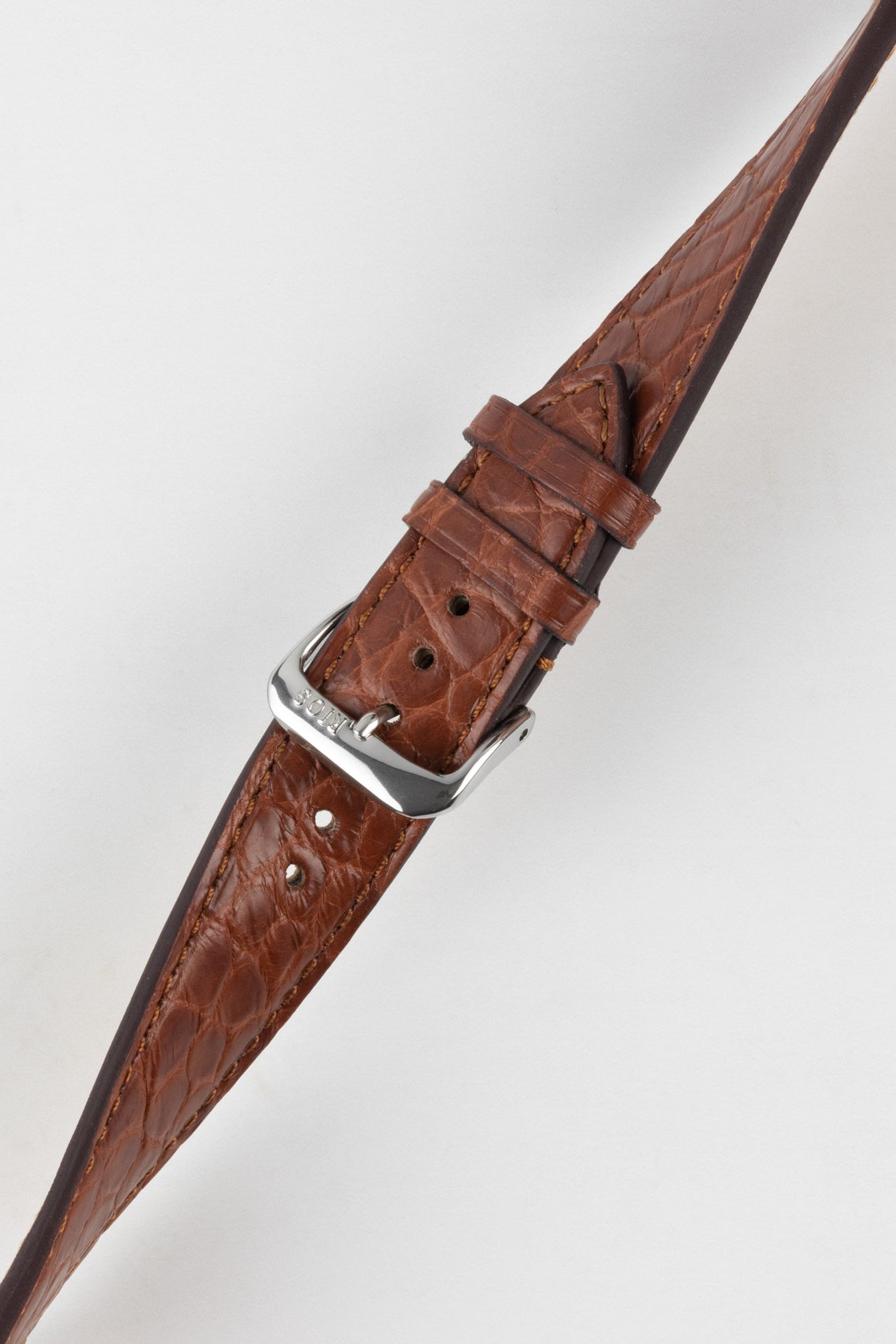 RIOS1931 PRESTIGE Genuine Alligator Flank Watch Strap in MAHOGANY