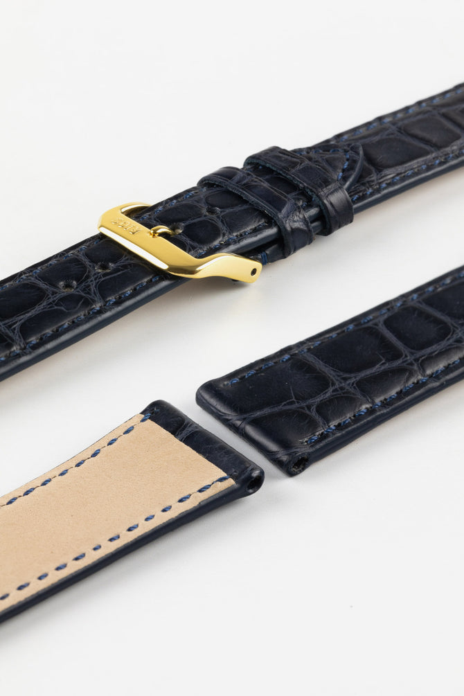 RIOS1931 PRESTIGE Genuine Alligator Flank Watch Strap in OCEAN BLUE