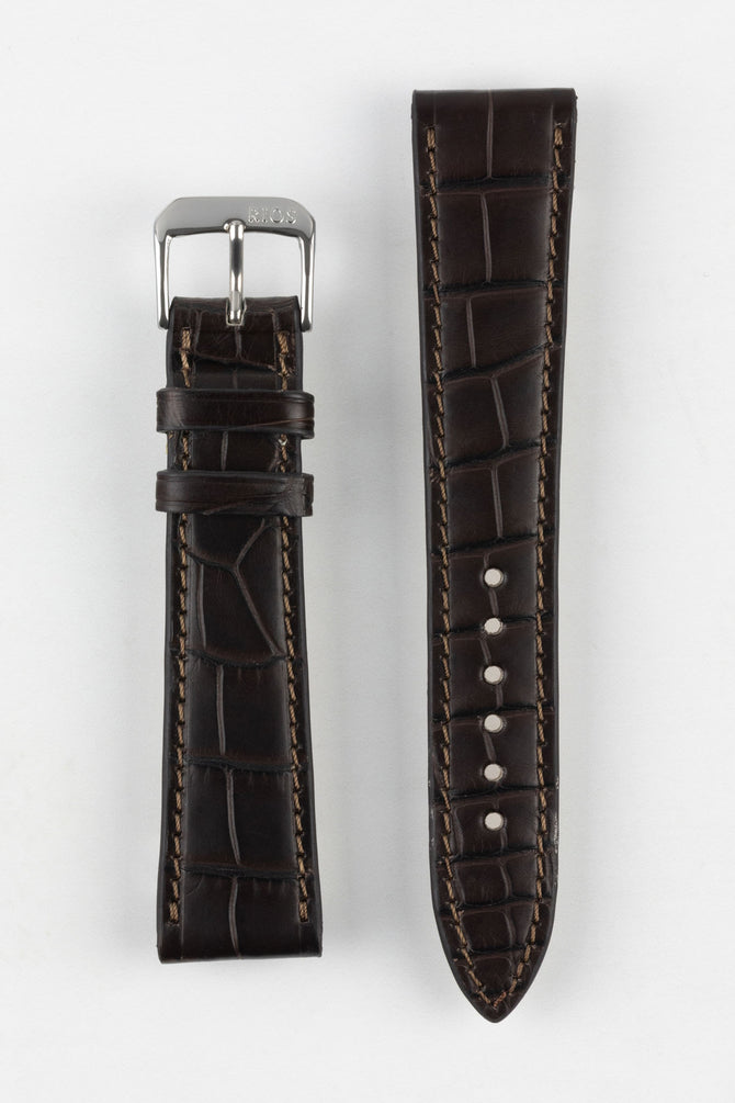 RIOS1931 SENATOR Genuine Alligator Square-Padding Watch Strap in MOCHA