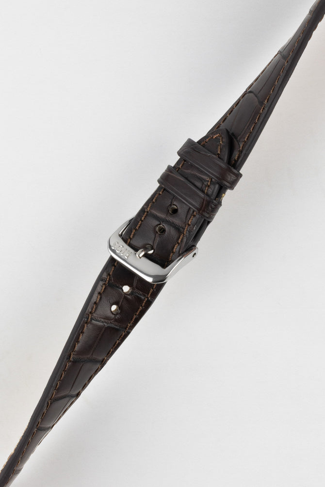 RIOS1931 SENATOR Genuine Alligator Square-Padding Watch Strap in MOCHA