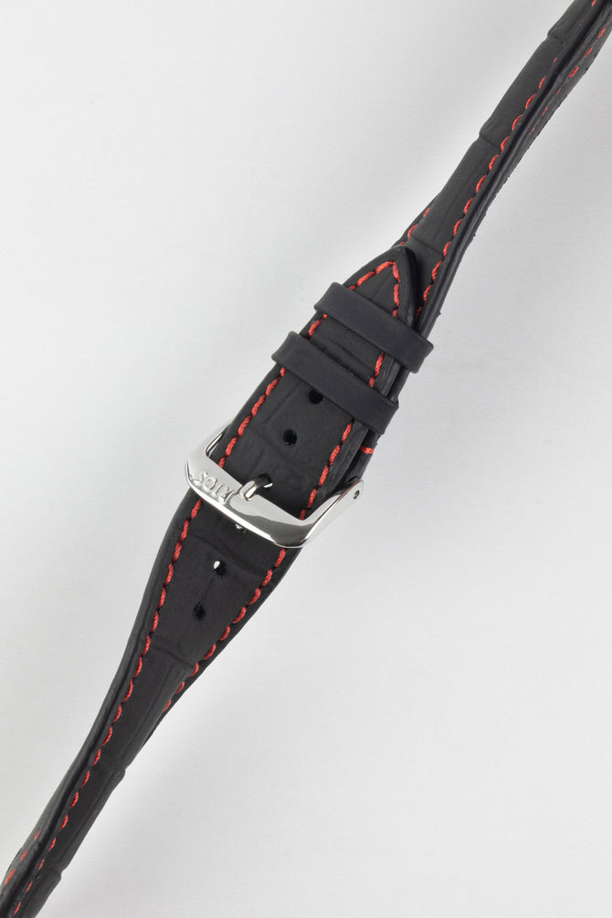 RIOS1931 SPEED Water Resistant Alligator-Embossed Leather Watch Strap in BLACK