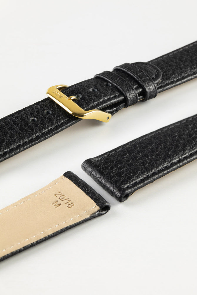 RIOS1931 TEXAS Genuine Buffalo Leather Watch Strap in BLACK