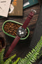 RIOS1931 TEXAS Genuine Buffalo Leather Watch Strap in BURGUNDY