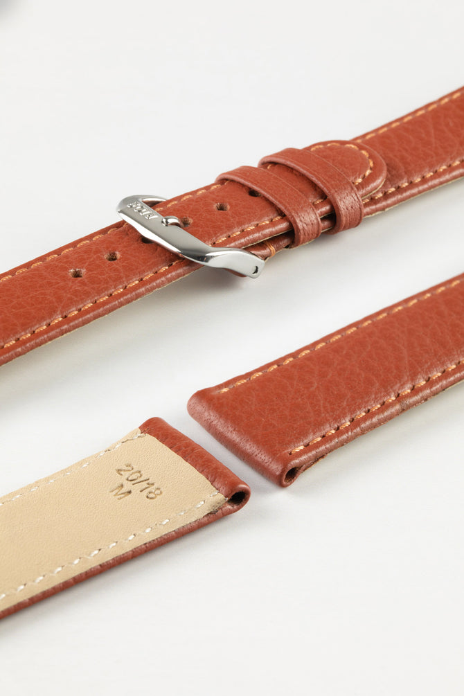 RIOS1931 TEXAS Genuine Buffalo Leather Watch Strap in COGNAC