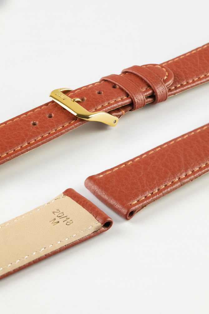 RIOS1931 TEXAS Genuine Buffalo Leather Watch Strap in COGNAC