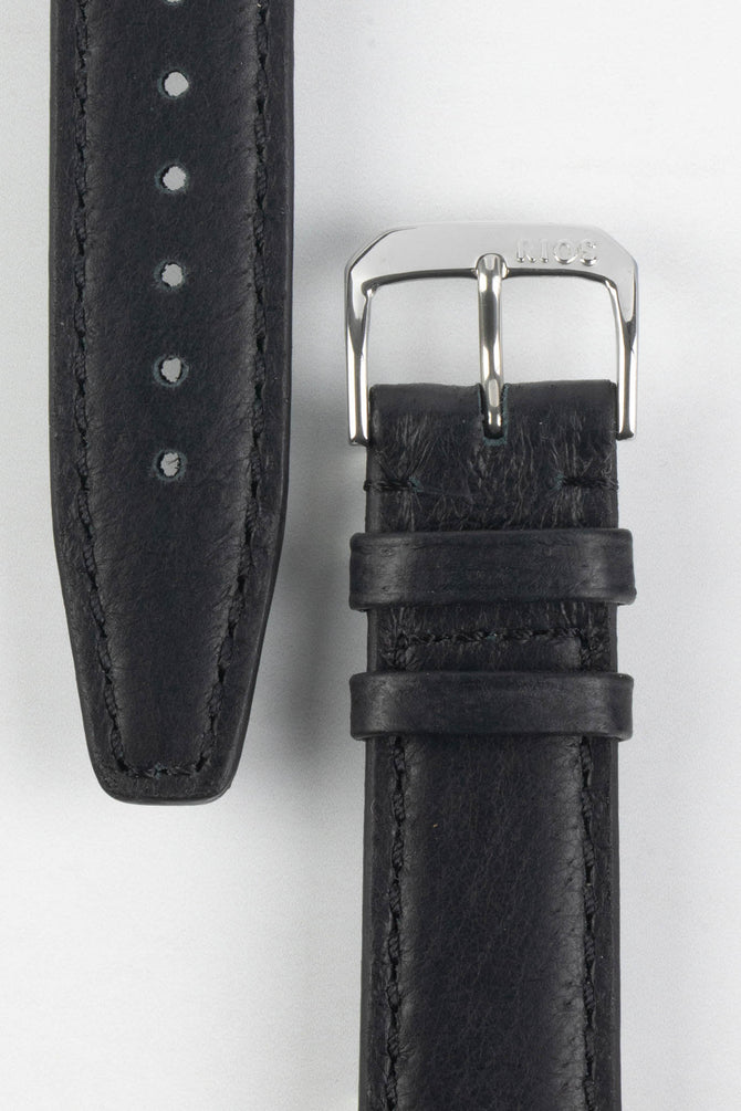 RIOS1931 TOBACCO Genuine Pigskin Leather Watch Strap in BLACK