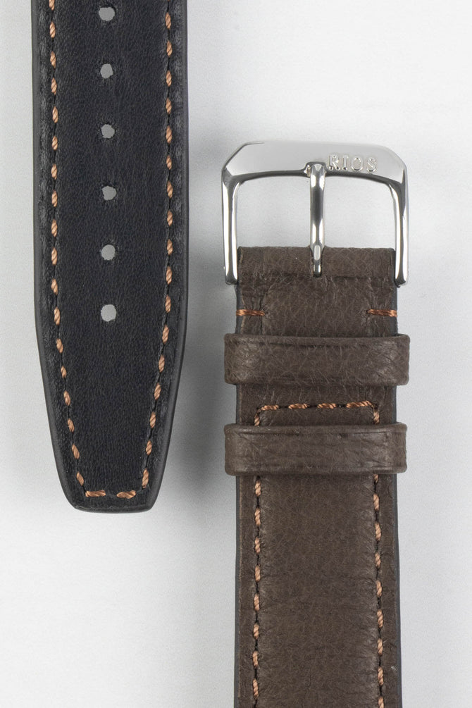RIOS1931 TOBACCO Genuine Pigskin Leather Watch Strap in MOCHA