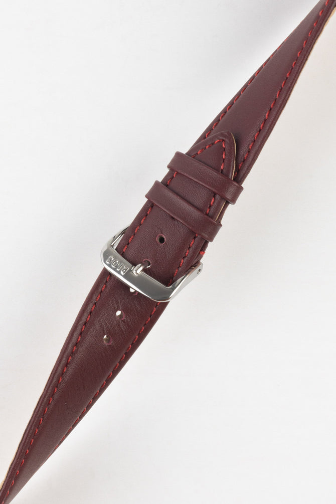 RIOS1931 TOSCANA Square-Padded Calfskin Leather Watch Strap in BURGUNDY