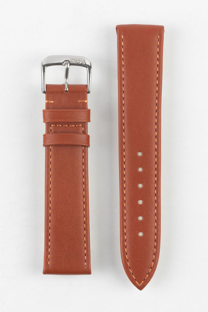 RIOS1931 TOSCANA Square-Padded Calfskin Leather Watch Strap in COGNAC