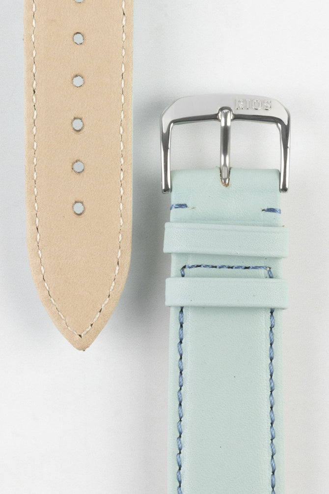 RIOS1931 TOSCANA Square-Padded Calfskin Leather Watch Strap in ICE BLUE