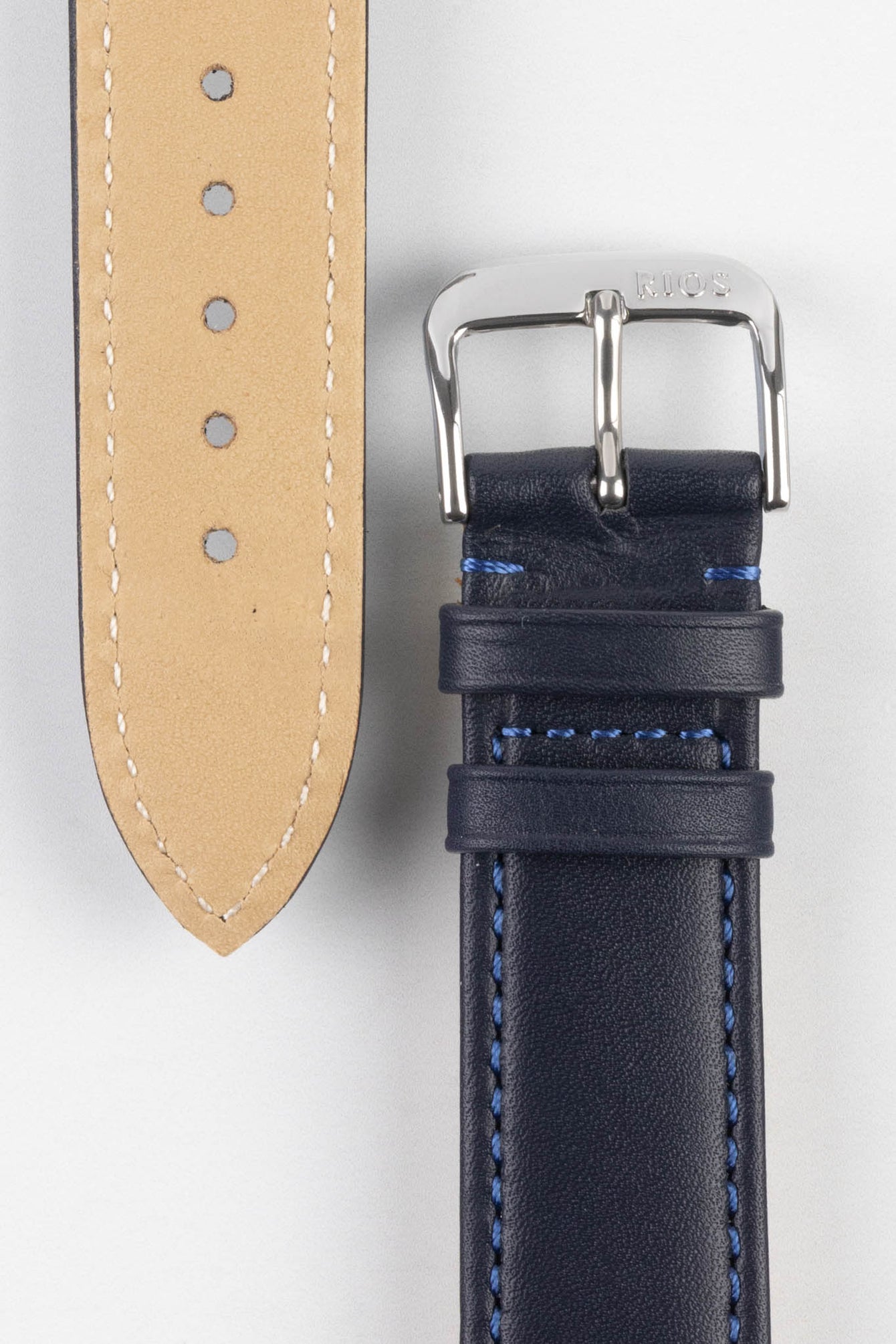 RIOS1931 TOSCANA Square-Padded Calfskin Leather Watch Strap in OCEAN BLUE