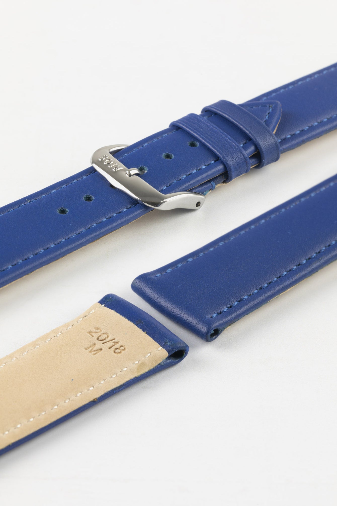 RIOS1931 TOSCANA Square-Padded Calfskin Leather Watch Strap in ROYAL BLUE