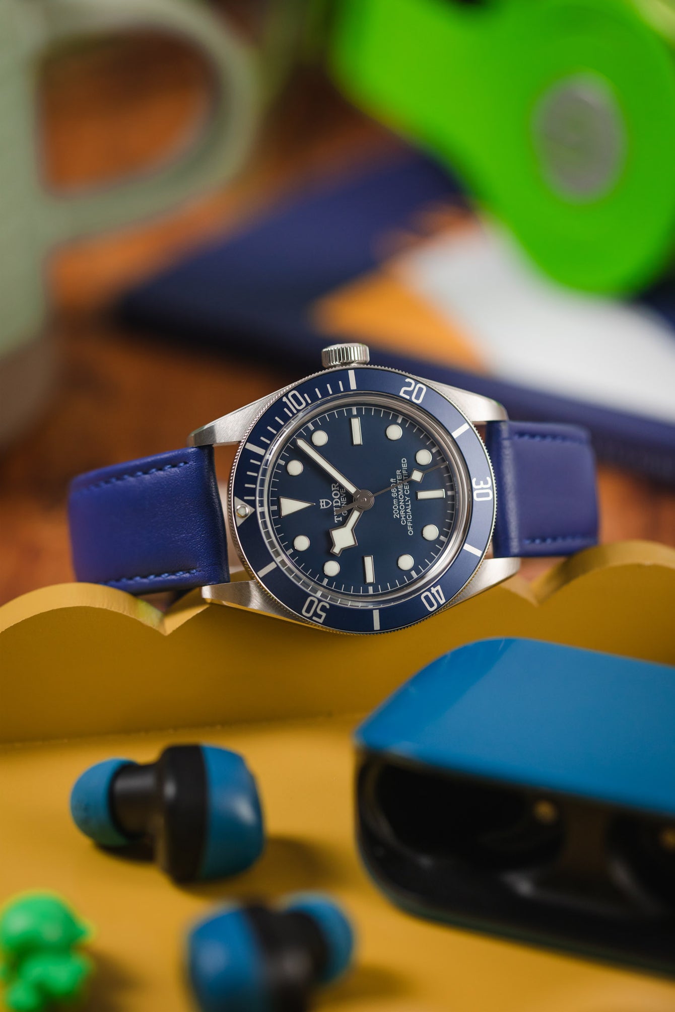 RIOS1931 TOSCANA Square-Padded Calfskin Leather Watch Strap in ROYAL BLUE