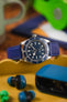 RIOS1931 TOSCANA Square-Padded Calfskin Leather Watch Strap in ROYAL BLUE