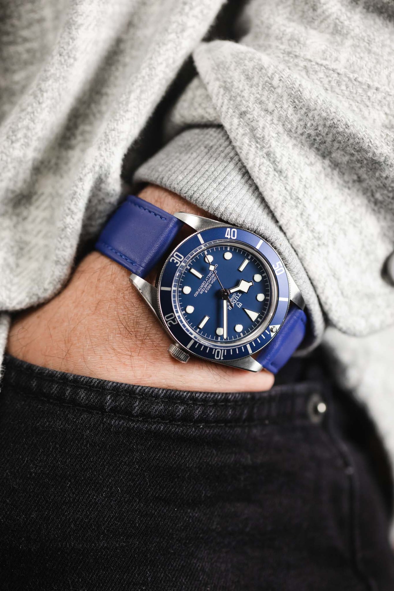 RIOS1931 TOSCANA Square-Padded Calfskin Leather Watch Strap in ROYAL BLUE