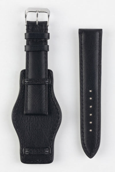 RIOS1931 TULA Genuine Russia Leather Bund Watch Strap in BLACK
