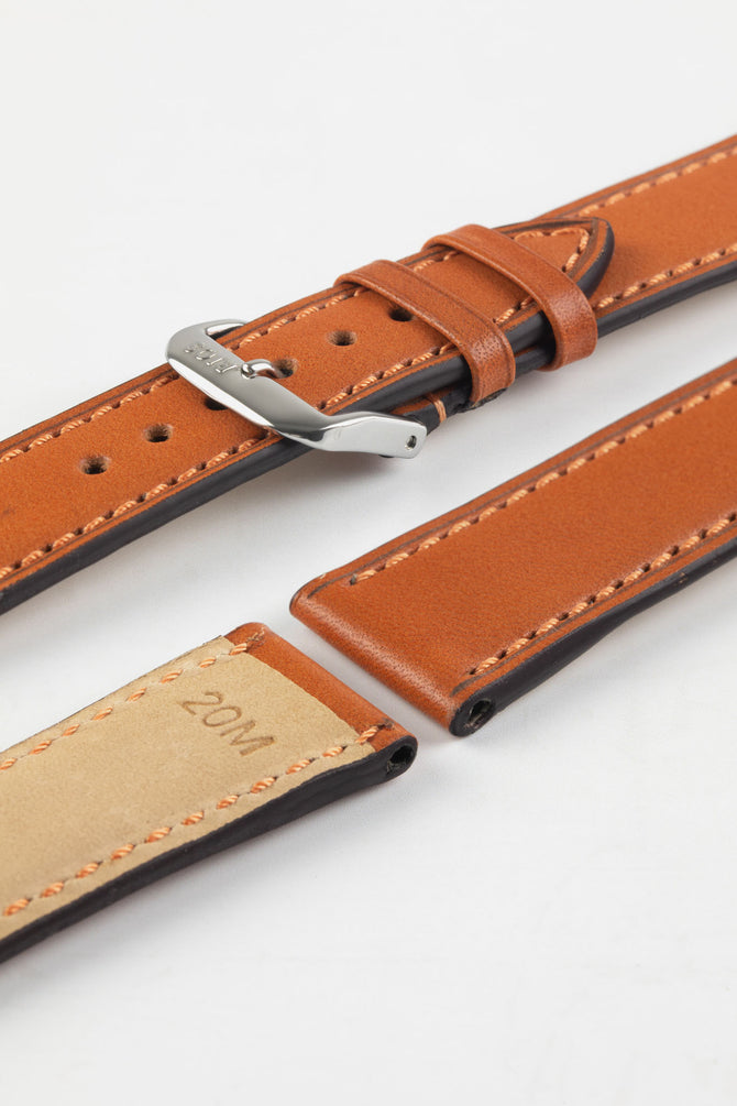 RIOS1931 TULA Genuine Russia Leather Bund Watch Strap in COGNAC