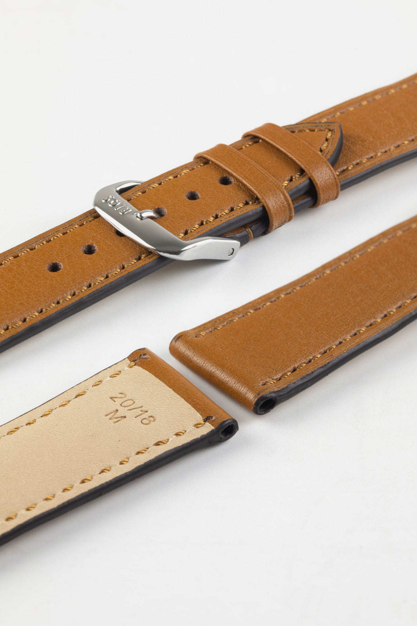 RIOS1931 TULA Genuine Russia Leather Bund Watch Strap in HONEY