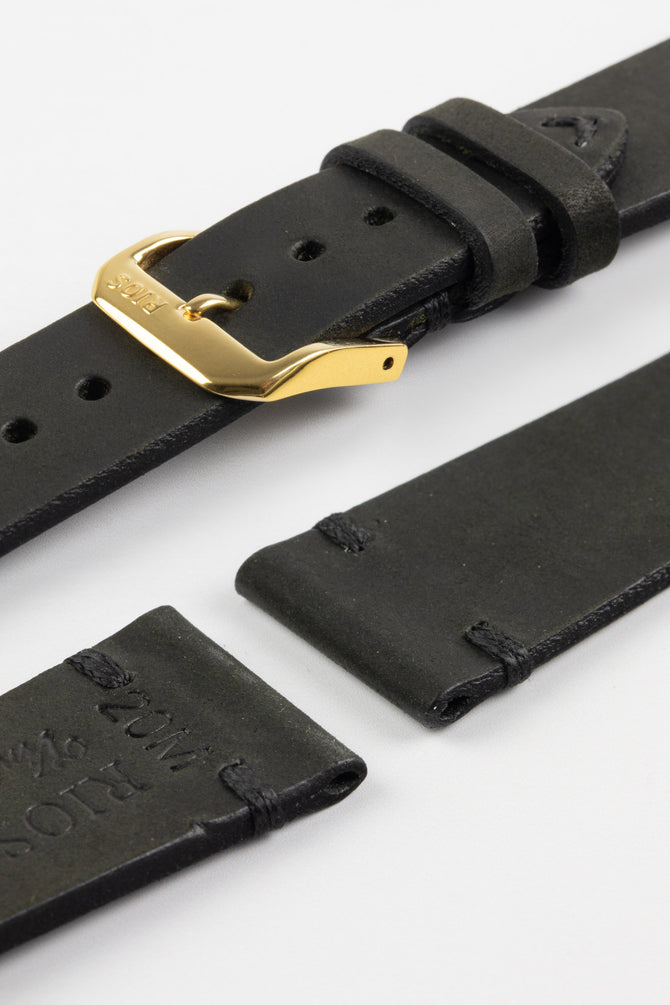 black vintage leather watch strap 