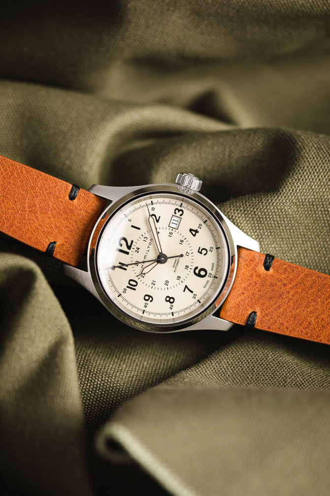 RIOS1931 WALKER Genuine Vintage Leather Watch Strap in COGNAC