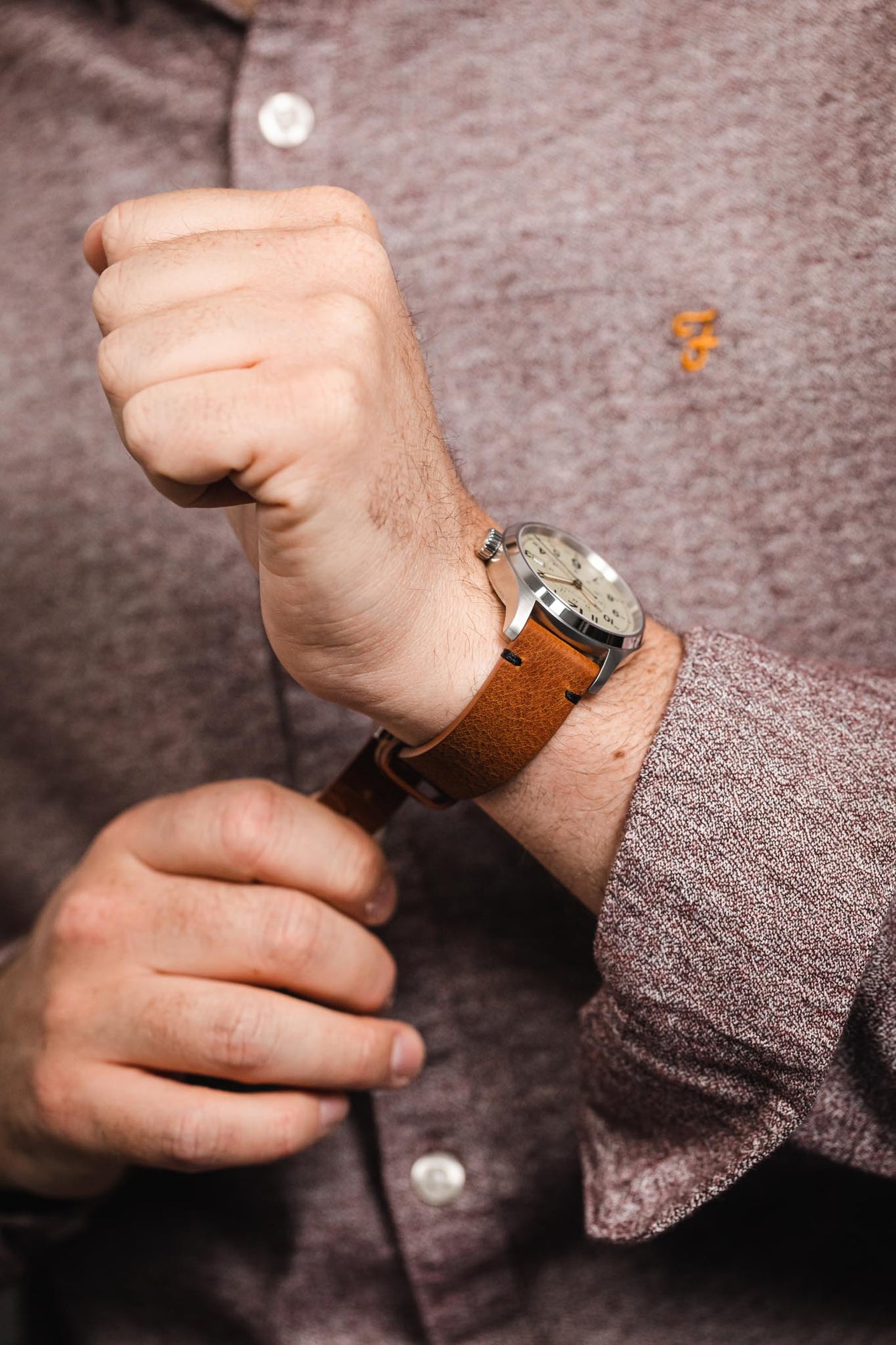 RIOS1931 WALKER Genuine Vintage Leather Watch Strap in COGNAC