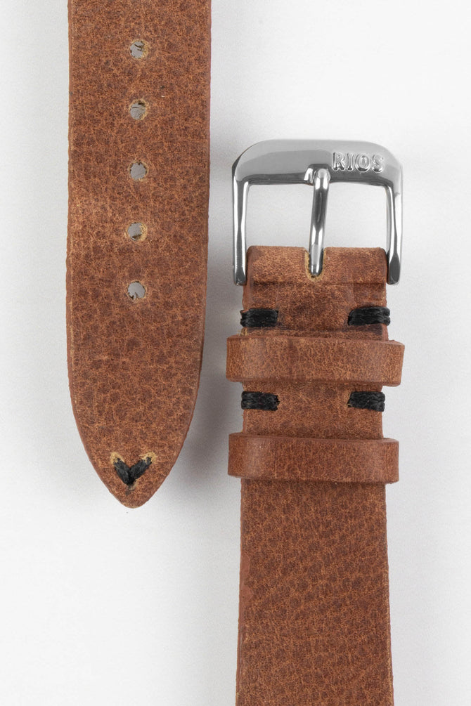 RIOS1931 WALKER Genuine Vintage Leather Watch Strap in MAHOGANY