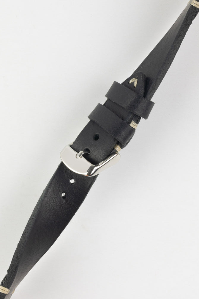 vintage black leather watch strap 