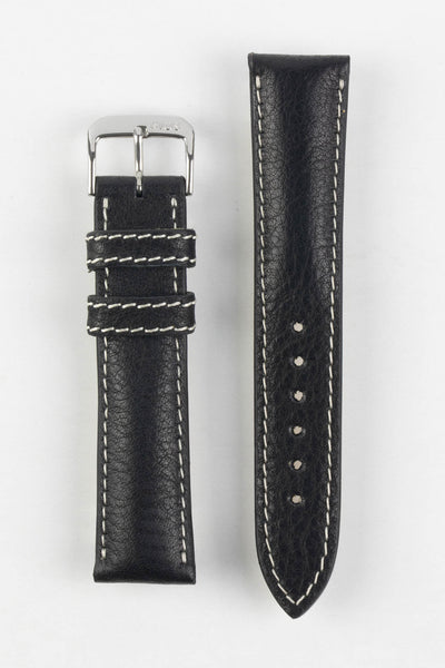 RIOS1931 WEILHEIM Organic Leather Watch Strap in BLACK