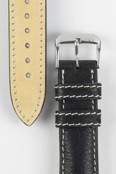 RIOS1931 WEILHEIM Organic Leather Watch Strap in BLACK