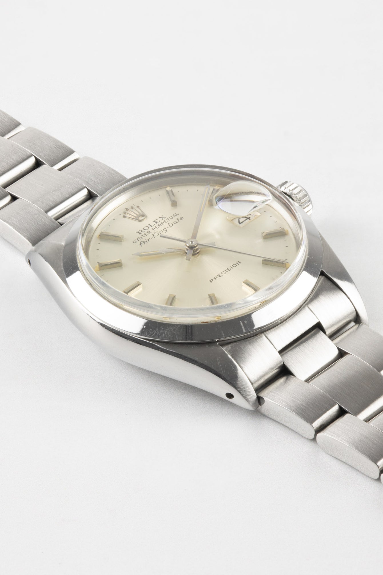 ROLEX 5700/0 AirKing Oyster Perpetual Date c.1972 34mm Automatic Watch - Silver Dial