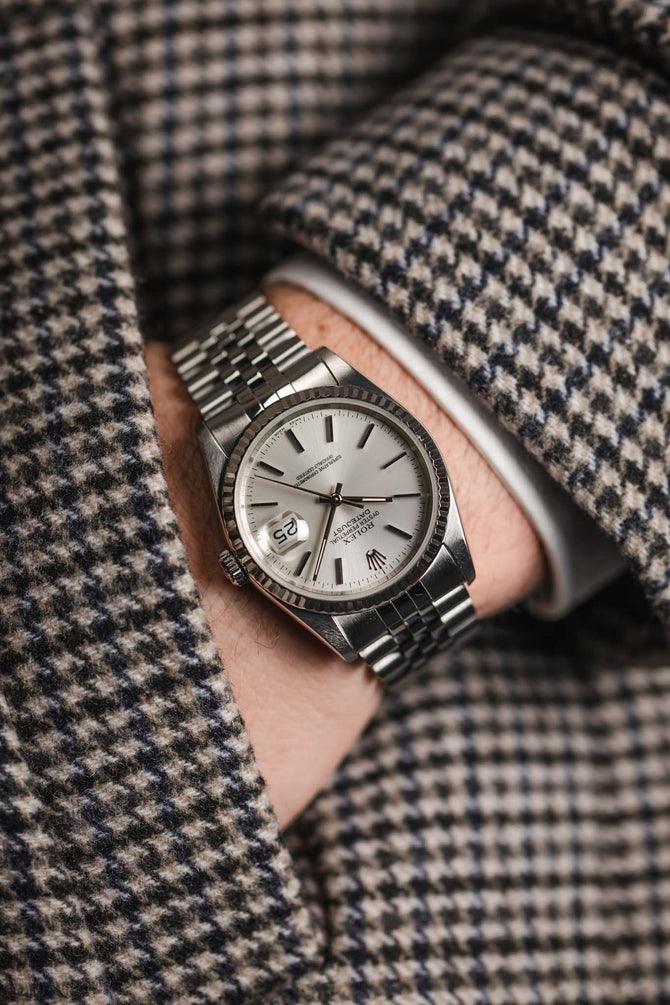 ROLEX 16234 Datejust 36mm Jubilee Stainless Steel Watch – Silver Dial with Baton Indexes