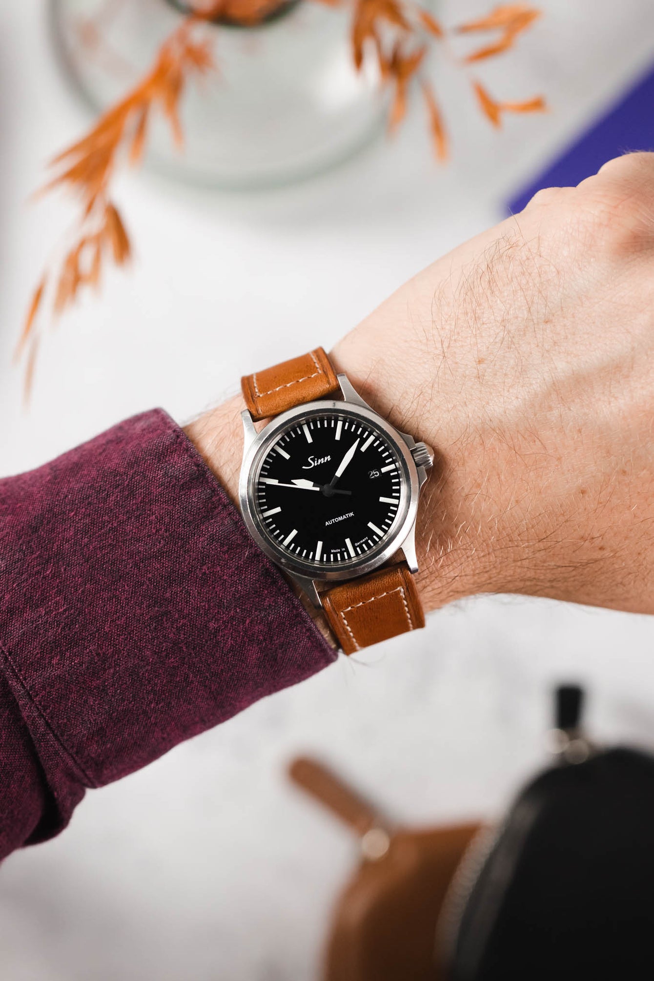 SINN 556 I Stainless Steel 38.5mm Sports Watch - Brown Leather Strap