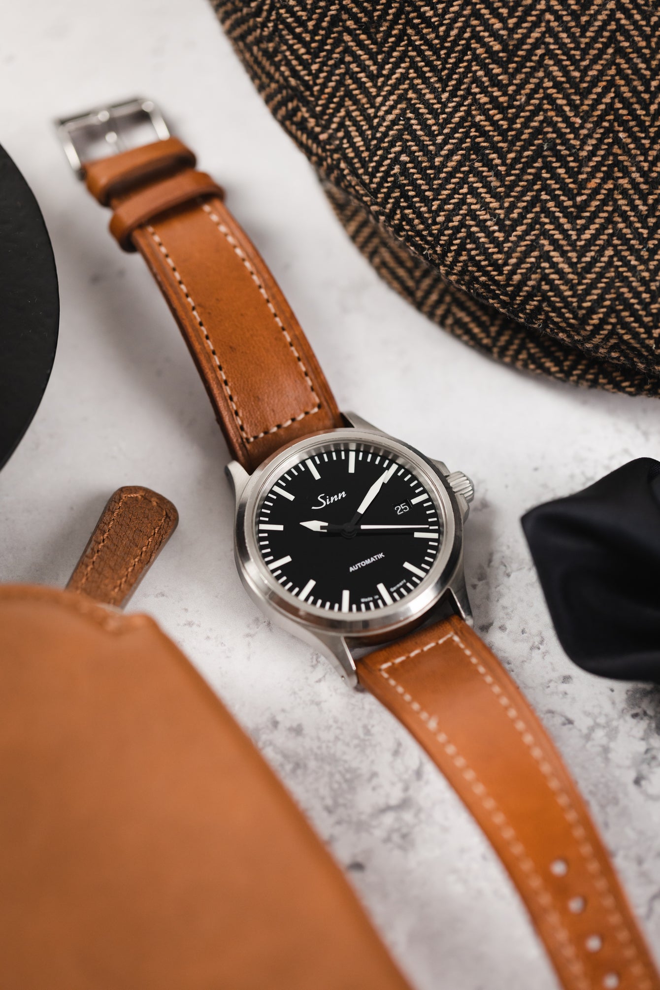 SINN 556 I Stainless Steel 38.5mm Sports Watch - Brown Leather Strap