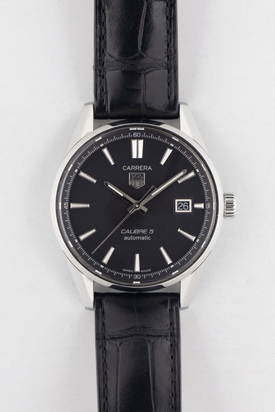 TAG HEUER Carrera Calibre 5 Black Dial WatchObsession UK Watch Obsession