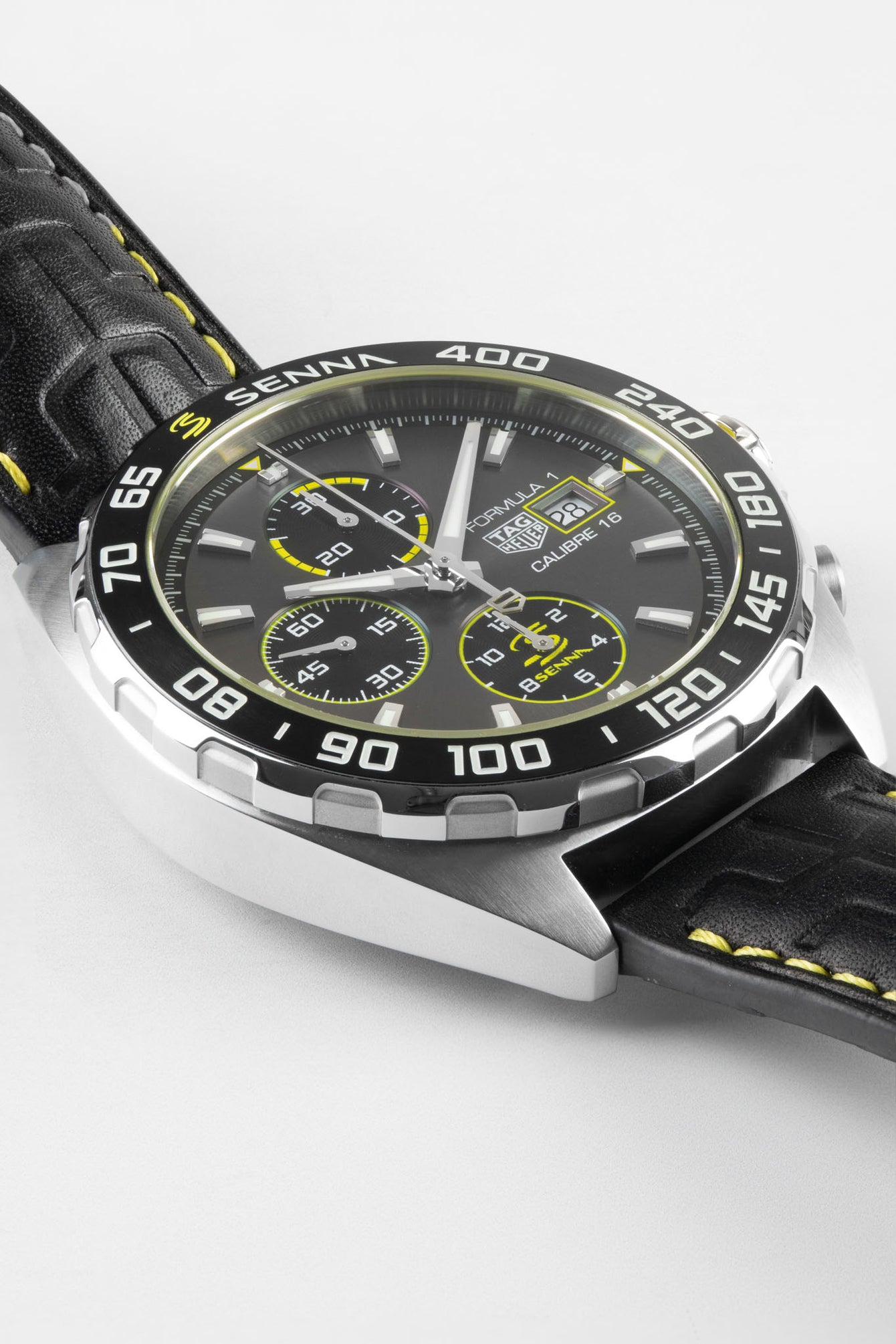 TAG HEUER CAZ201B.FC6487 Formula 1 × Senna 44mm Automatic Chronograph – Black Dial & Leather Strap