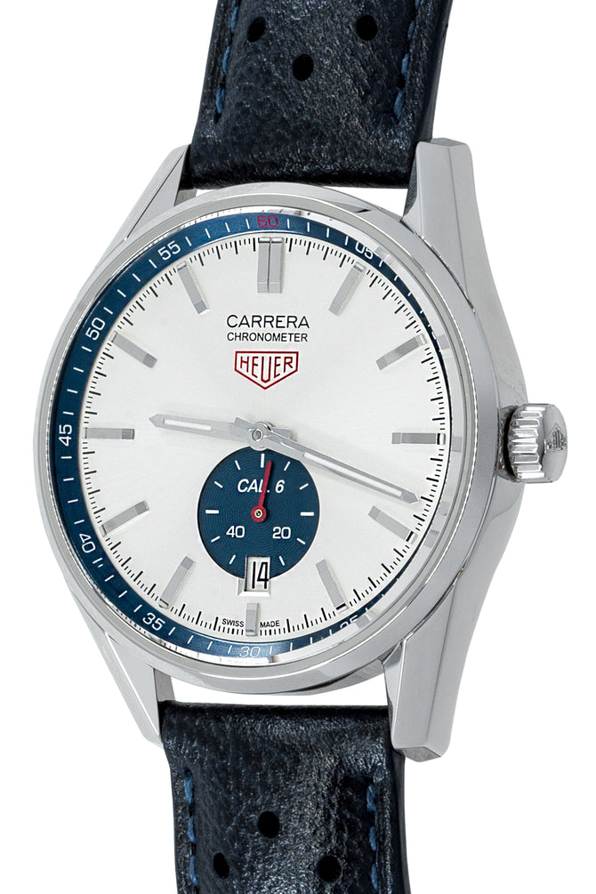 TAG HEUER Carrera Heritage WV5111.FC6350 Calibre 6 Automatic Watch 39mm – Silver & Blue Dial