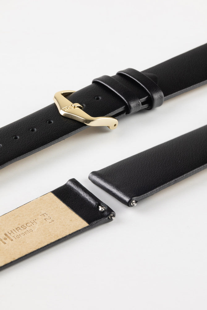 Hirsch TORONTO Quick-Release Watch Strap Fine-Grained Leather in BLACK