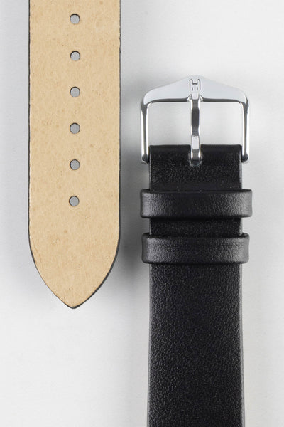 Hirsch TORONTO Black Fine-Grained Open-Ended Leather Watch Strap