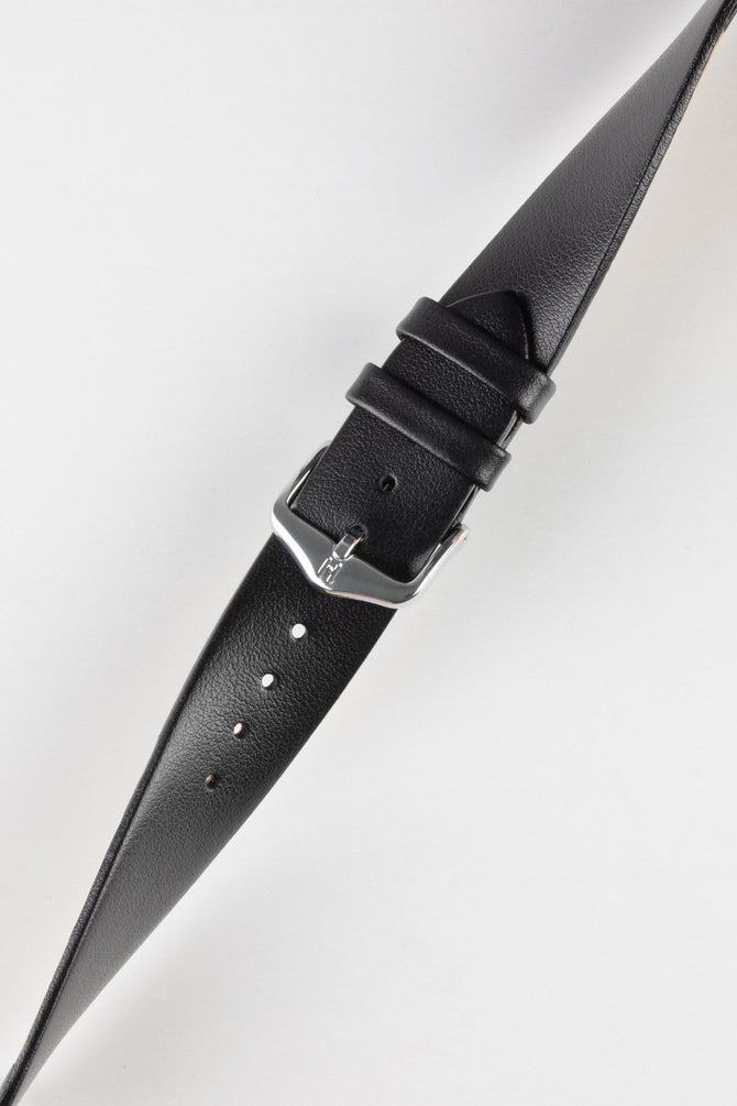Hirsch TORONTO Black Fine-Grained Open-Ended Leather Watch Strap