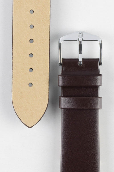 Hirsch TORONTO Fine-Grained Open-Ended Dark Brown Leather Watch Strap