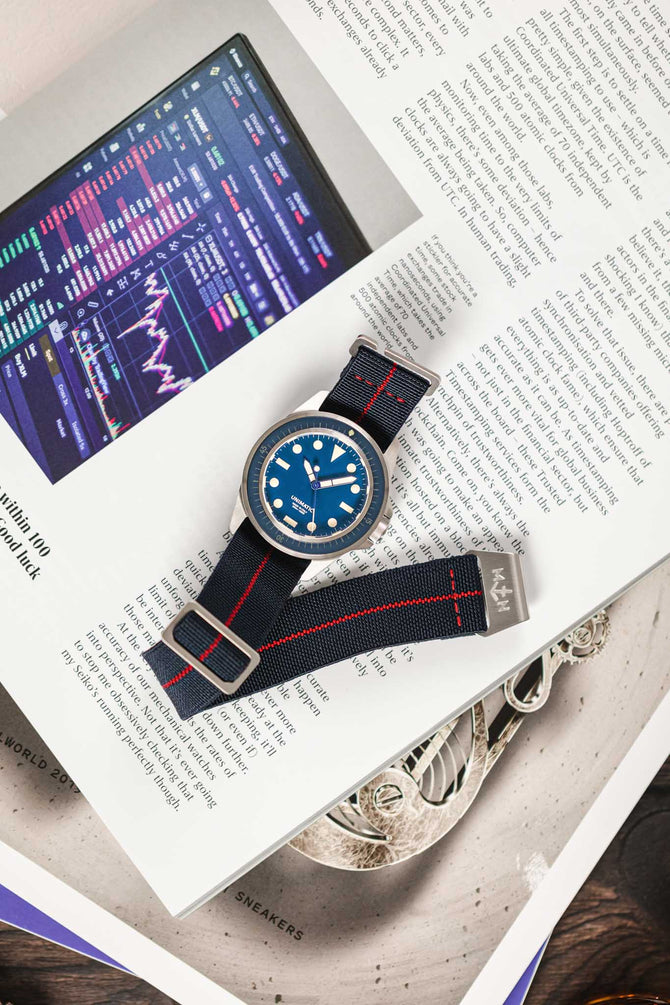 Erika's Originals TRIDENT MN™ Strap with RED Centerline - BRUSHED Hardware