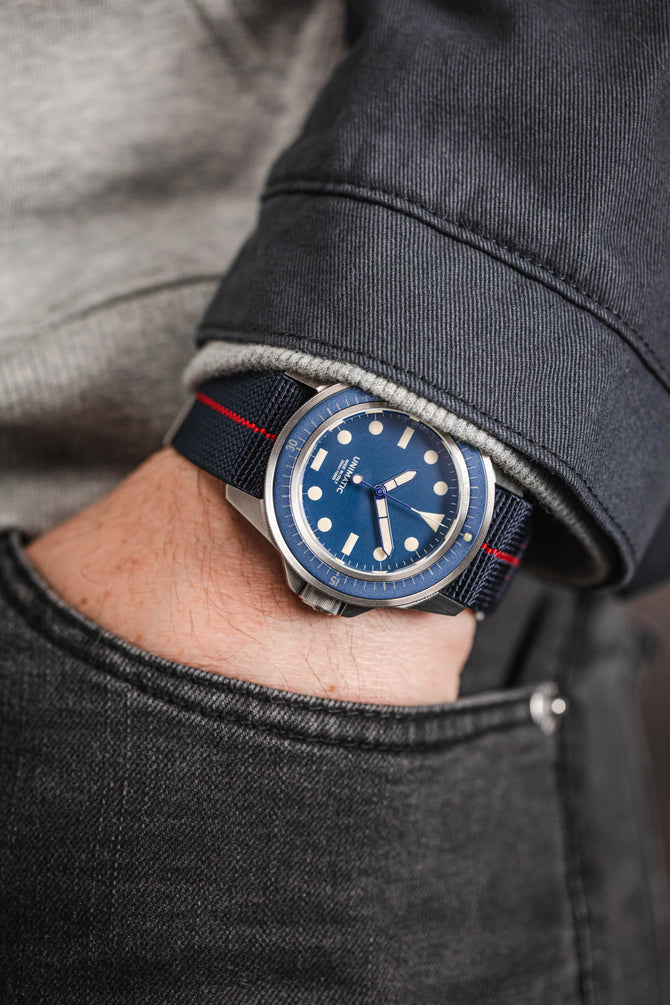 Erika's Originals TRIDENT MN™ Strap with RED Centerline - BRUSHED Hardware