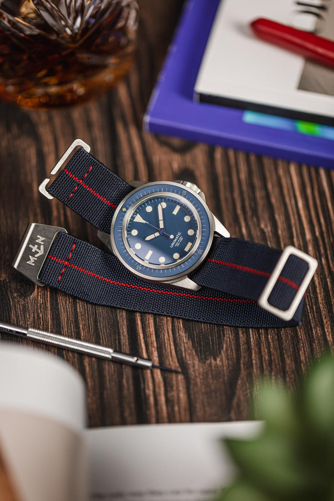 Erika's Originals TRIDENT MN™ Strap with RED Centerline - BRUSHED Hardware